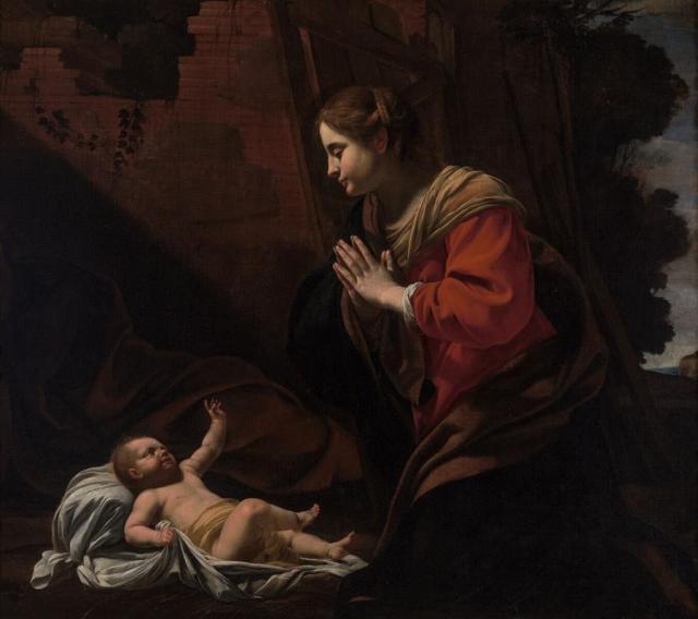 Mary adoring the child
